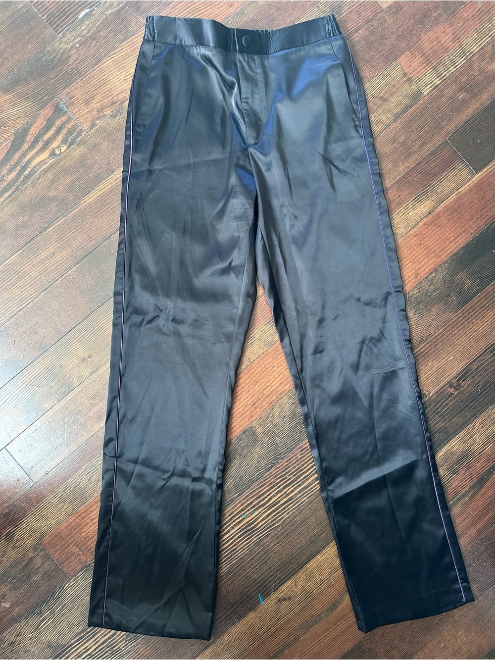 Zara Black Men’s Satin Dress Pants with Subtle Side Stripe